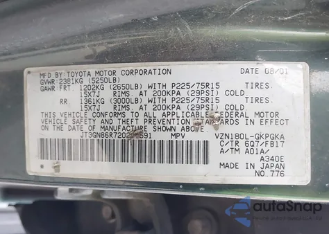 2002 Toyota 4Runner Sr5 V6 from USA, damaged, VIN JT3GN86R720221591